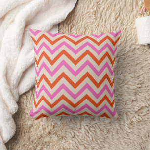 Pink and Orange Zigzag Chevron Herringbone  Cushion