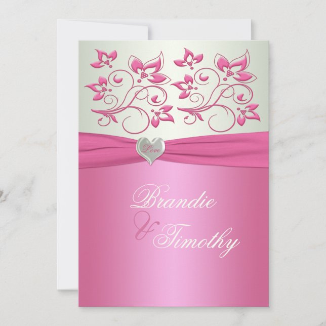 Pink and Pale Green Floral II Wedding Invitation (Front)