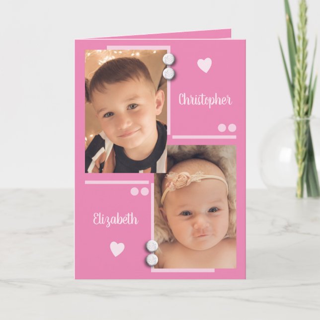 Pink and pastel any occasion photo card (Front)