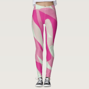 Pink and Pastel Sage Art Leggings