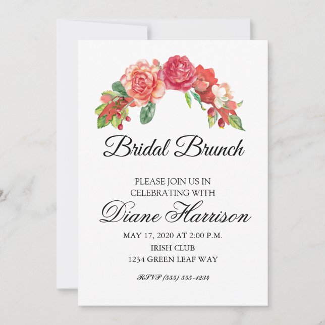 Pink and Peach Floral Wedding Shower Invitation (Front)