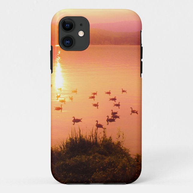 Pink and peach lake sunset Case-Mate iPhone case (Back)