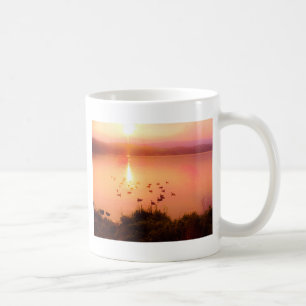 Pink and peach lake sunset coffee mug