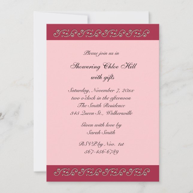 Pink and Pearls Bridal Shower Invitation (Front)