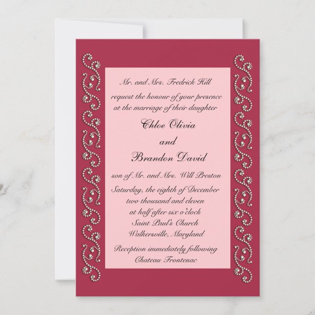 Pink and Pearls Wedding Invitation (Front)