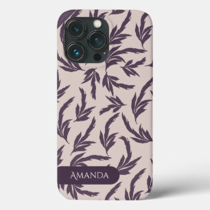 Pink and plum and white leaves iPhone 13 pro case