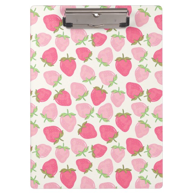 Pink and Preppy Fruity Strawberries Clipboard (Front)
