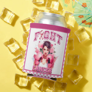 Pink and Pretty Floral Breast Cancer Can Cooler