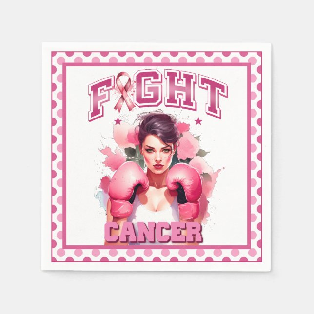 Pink and Pretty Floral Breast Cancer Napkin (Front)