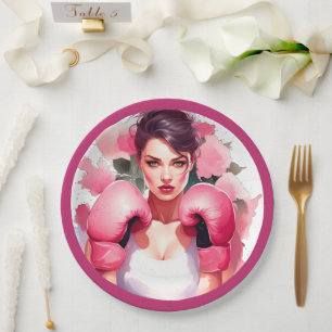 Pink and Pretty Floral Breast Cancer Paper Plate