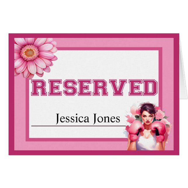 Pink and Pretty Floral Breast Cancer Reserved Card (Front Horizontal)