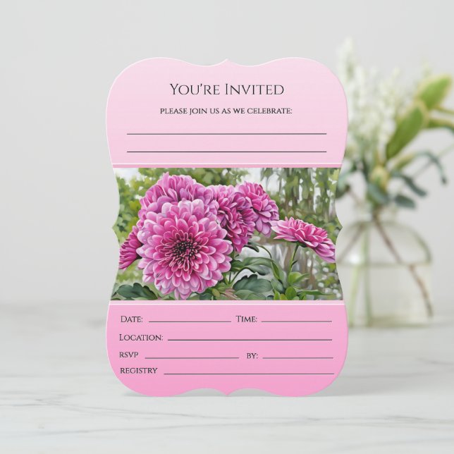 Pink and Pretty Floral Bridal Invitation (Standing Front)