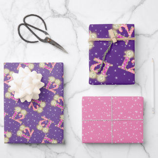 Pink and Purple 12th Birthday Wrapping Paper
