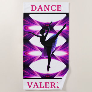 Pink and Purple Abstract Dance Beach Towel