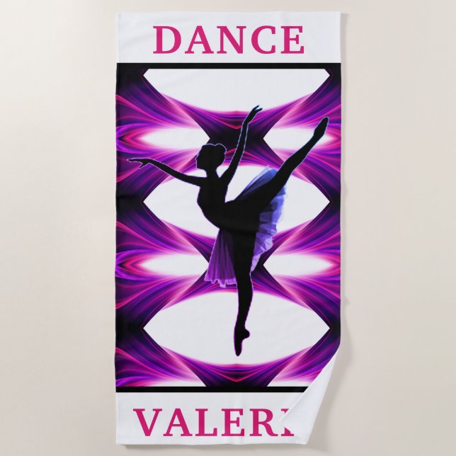 Pink and Purple Abstract Dance Beach Towel (Front)