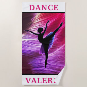 Pink and Purple Abstract Dance Beach Towel