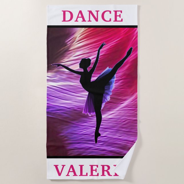Pink and Purple Abstract Dance Beach Towel (Front)