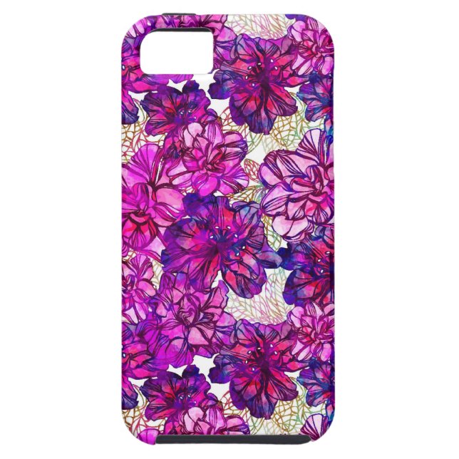Pink And Purple Abstract Flowers Pattern Case-Mate iPhone Case (Back)