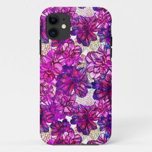 Pink And Purple Abstract Flowers Pattern Case-Mate iPhone Case