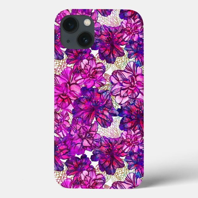 Pink And Purple Abstract Flowers Pattern Case-Mate iPhone Case (Back)