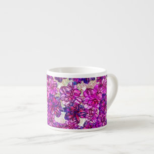 Pink And Purple Abstract Flowers Pattern Espresso Cup
