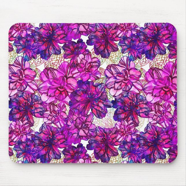 Pink And Purple Abstract Flowers Pattern Mouse Pad (Front)