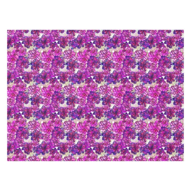 Pink And Purple Abstract Flowers Pattern Tablecloth (Front (Horizontal))