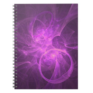Pink and Purple Abstract Fractal with Circles Spiral Notebook