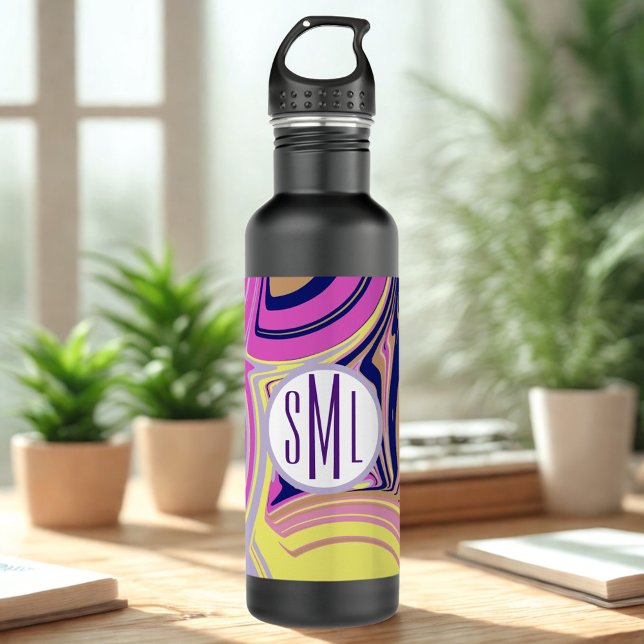 Pink and Purple Abstract Monogram 710 Ml Water Bottle (Creator Uploaded)