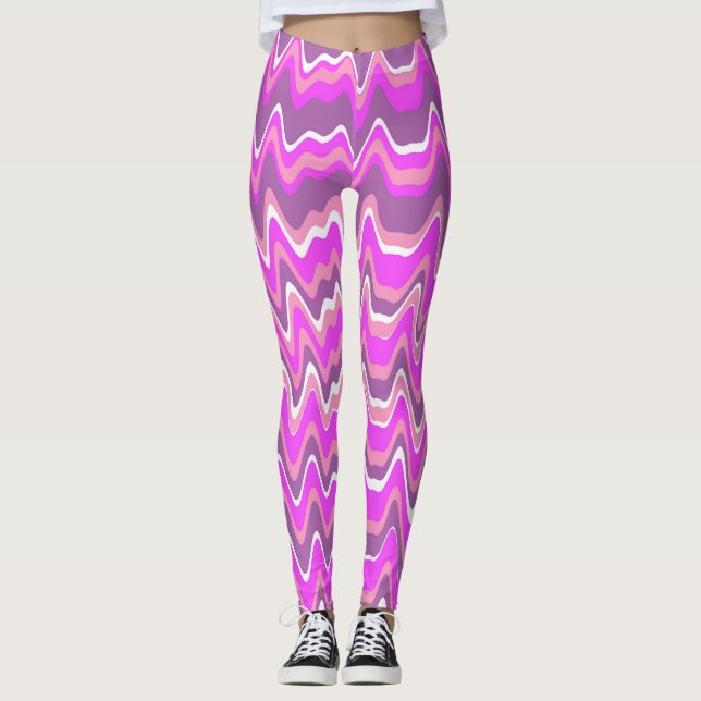 Pink and purple abstract pattern leggings (Front)