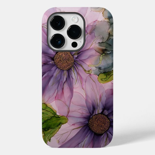 pink and purple alcohol ink flower  Case-Mate iPhone case (Back)