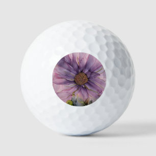 pink and purple alcohol ink flower  golf balls