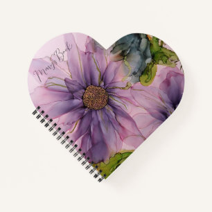 pink and purple alcohol ink flower notebook