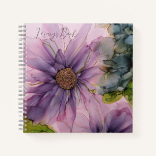 pink and purple alcohol ink flower notebook