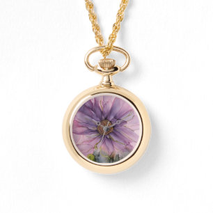 pink and purple alcohol ink flower   watch