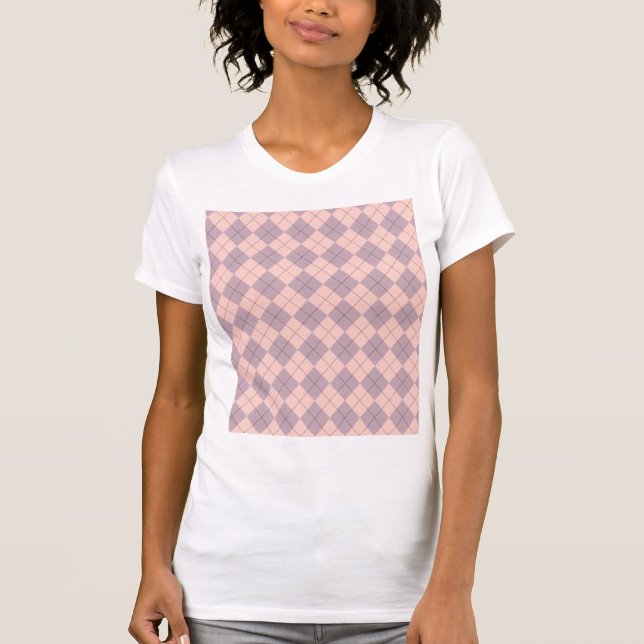 Pink and Purple Argyle Pattern Pretty T-Shirt (Front)