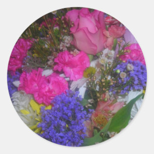 pink and purple beauty classic round sticker