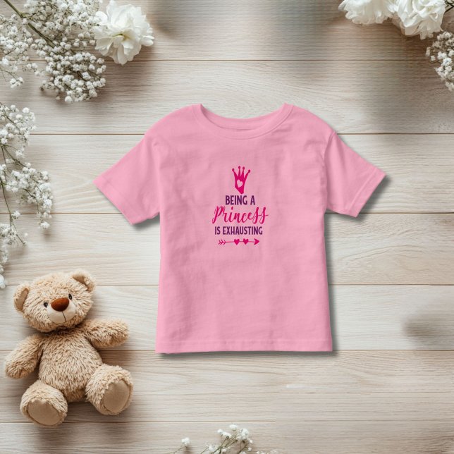 Pink and Purple Being a Princess is Exhausting Toddler T-Shirt (Pink purple baby girl Being a Princess is Exhausting T-shirt. Baby Toddler, Kids Clothing)