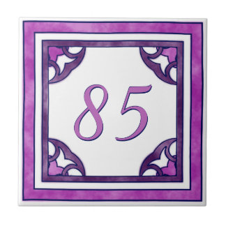Pink and Purple Big House Number Tile