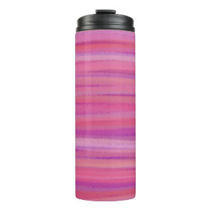 Pink and Purple Brushstrokes Striped  Thermal Tumbler