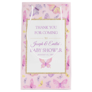 Pink and Purple Butterfly Baby Shower Small Gift Bag