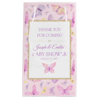 Pink and Purple Butterfly Baby Shower Small Gift Bag