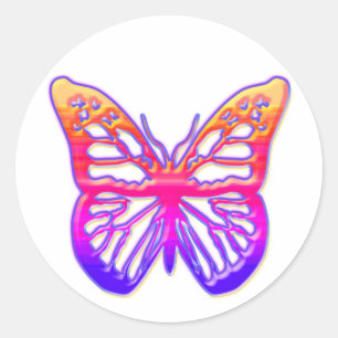 Pink and Purple Butterfly Classic Round Sticker