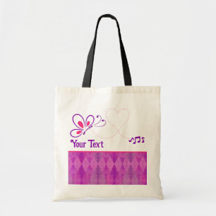 Pink and Purple Butterfly Heart Customised Tote Bag