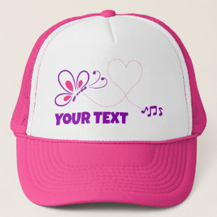 Pink and Purple Butterfly Heart Customized Trucker Hat