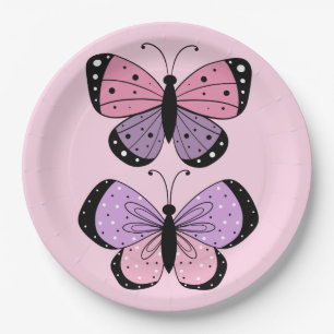 Pink and Purple Butterfly  Paper Plate