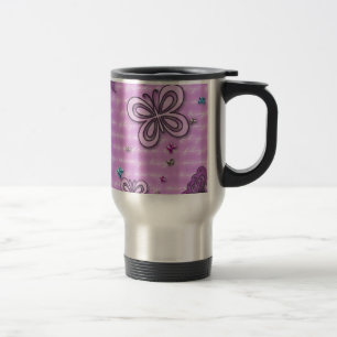 Pink And Purple Butterfly Pattern Travel Mug
