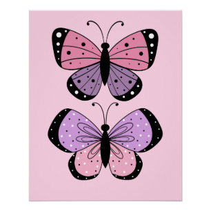 Pink and Purple Butterfly Poster
