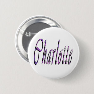Pink And Purple Charlotte Name, 6 Cm Round Badge