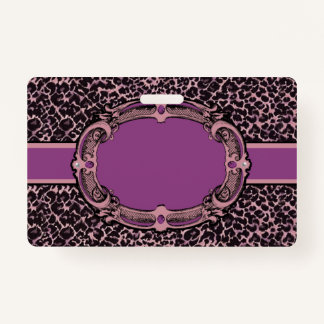 Pink and Purple Cheetah Print Badge ID Badge